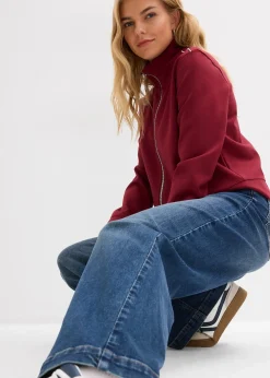 Jean large taille mi-haute, long