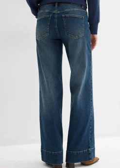 Jean large taille mi-haute, long