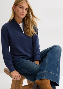 Jean large taille mi-haute, long