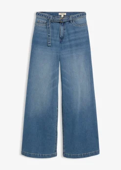 Jean large taille mi-haute, long