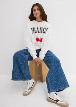 Jean large taille mi-haute