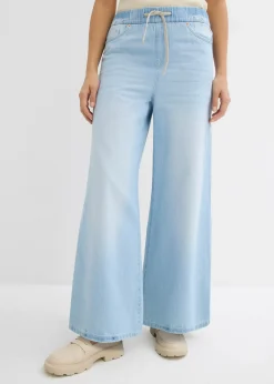 Jean large, taille mi-haute et élastiquée