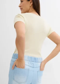 Jean large, taille mi-haute et élastiquée