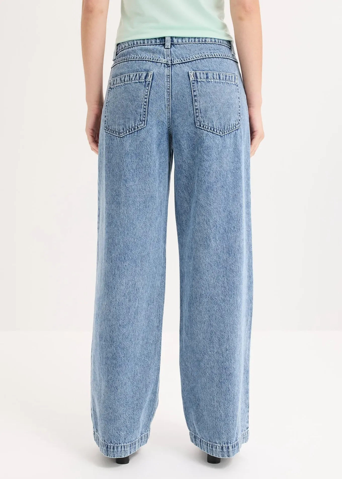 Jean large taille mi-haute, coton