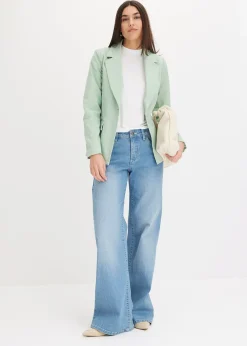 Jean large taille mi-haute, extensible