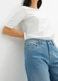 Jean large taille mi-haute, extensible