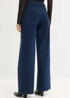Jean large taille mi-haute avec strass