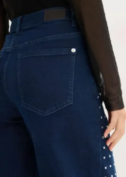 Jean large taille mi-haute avec strass