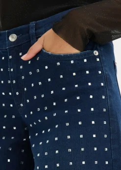 Jean large taille mi-haute avec strass