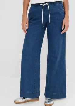 Jean large taille mi-haute, extensible