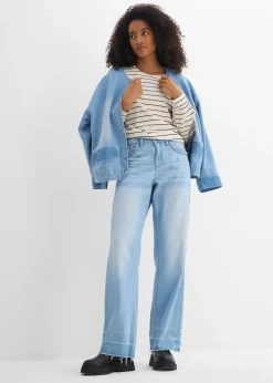 Jean large taille mi-haute, 100% coton