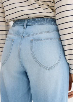 Jean large taille mi-haute, 100% coton