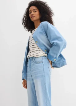 Jean large taille mi-haute, 100% coton