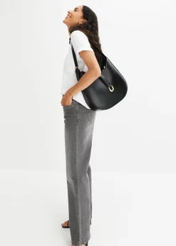 Jean large taille mi-haute, extensible