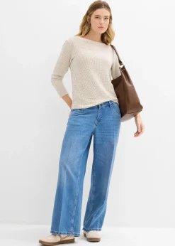 Jean large taille mi-haute