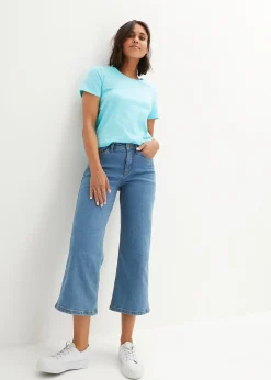 Jean large, taille mi-haute, raccourci