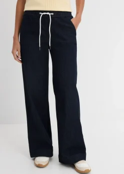 Jean large taille mi-haute, extensible