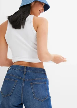 Jean large taille mi-haute, extensible