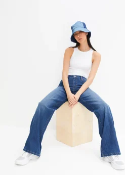 Jean large taille mi-haute, extensible