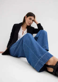 Jean large, taille mi-haute et élastiquée