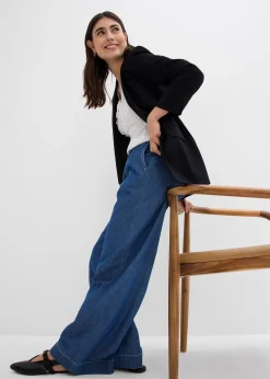 Jean large, taille mi-haute et élastiquée