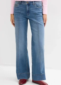 Jean large taille mi-haute, long