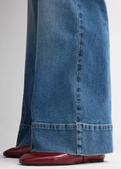 Jean large taille mi-haute, long