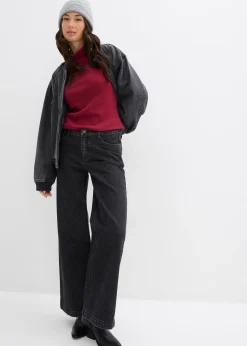 Jean large taille mi-haute, longueur sol