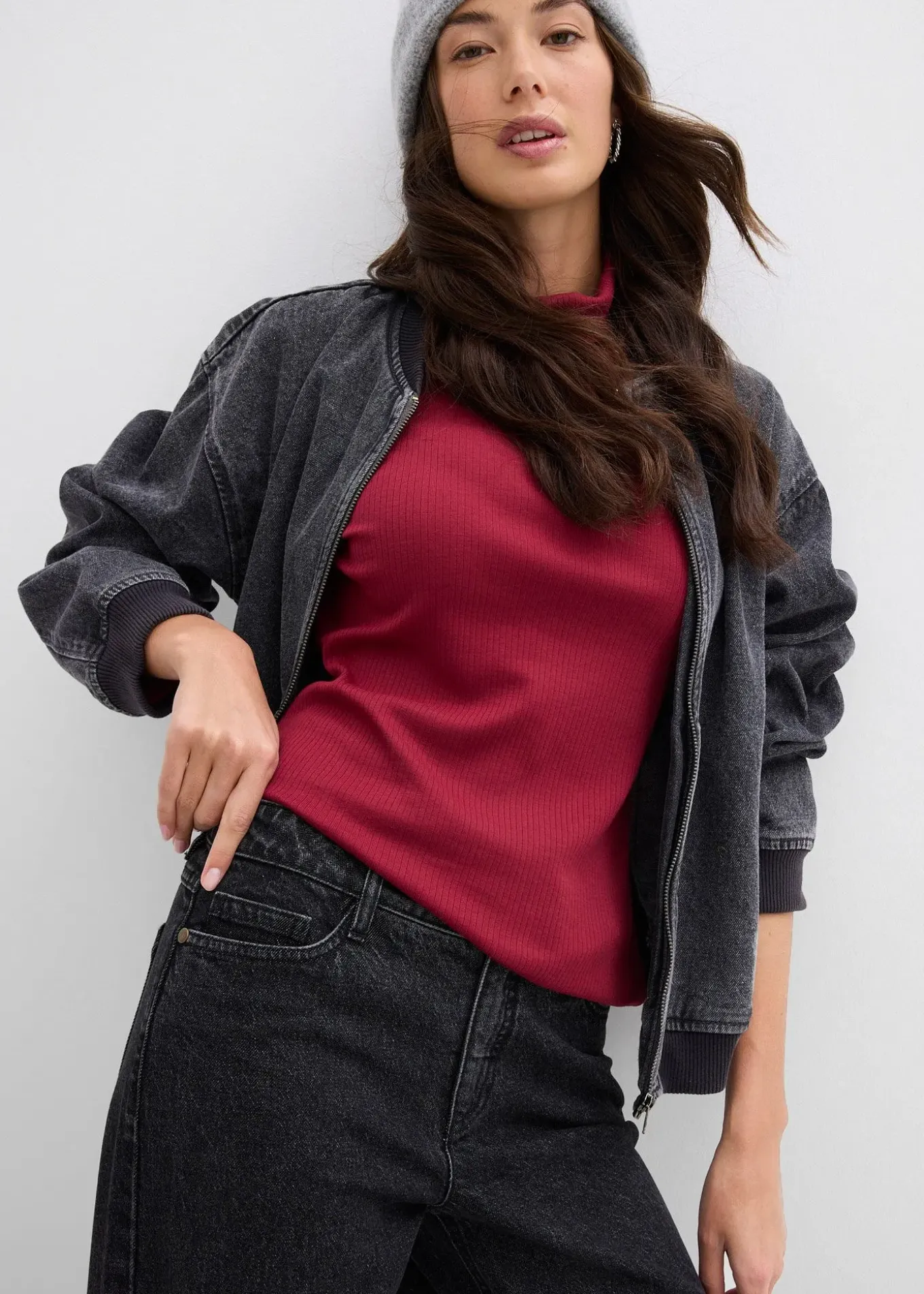 Jean large taille mi-haute, longueur sol