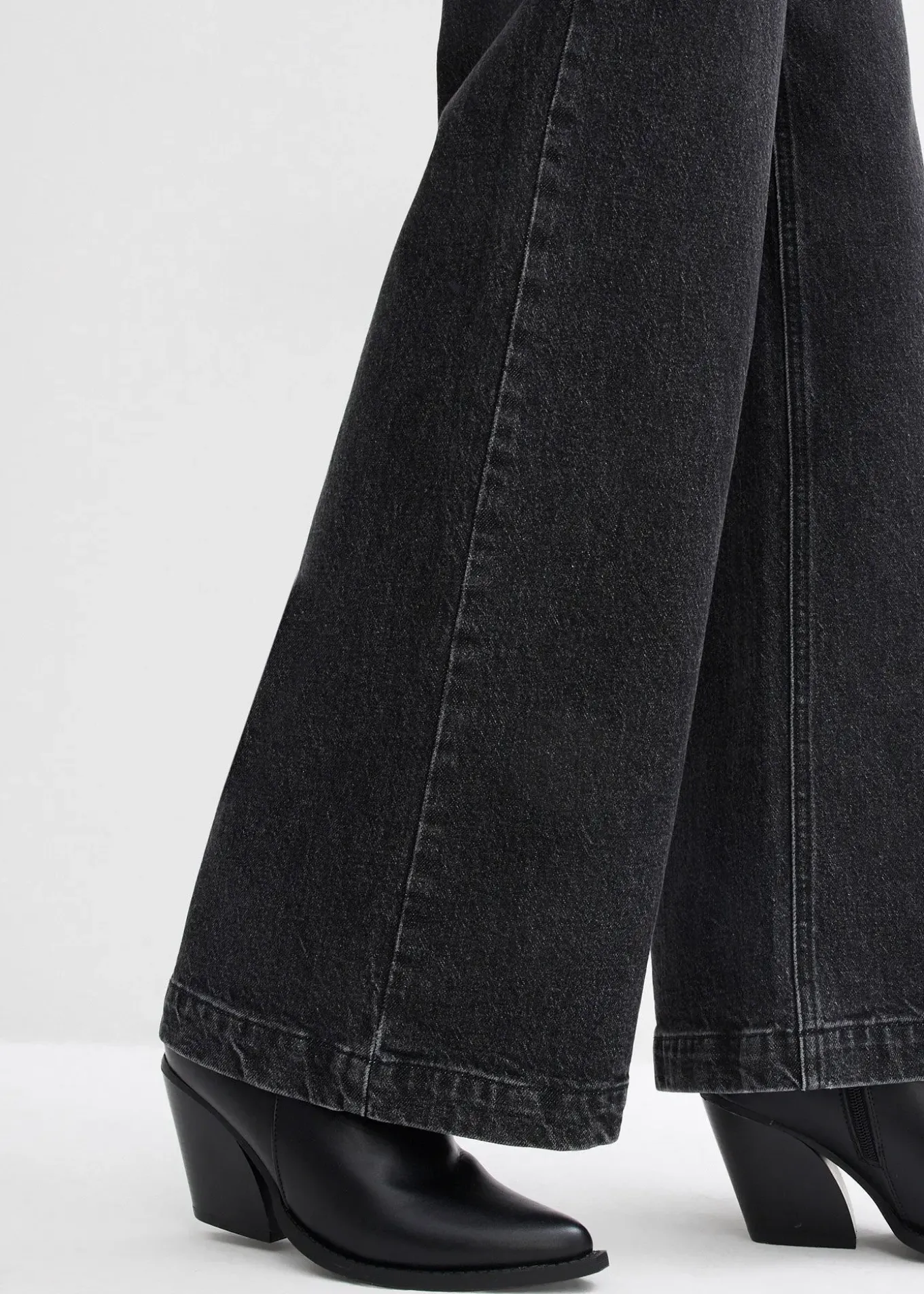 Jean large taille mi-haute, longueur sol