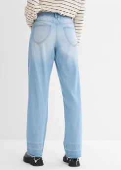 Jean large taille mi-haute, 100% coton