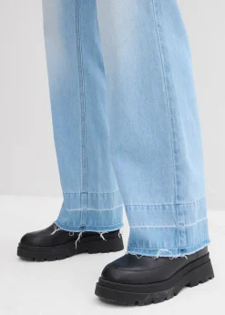 Jean large taille mi-haute, 100% coton