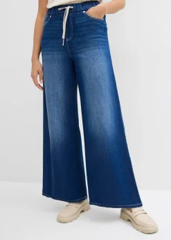 Jean large, taille mi-haute et élastiquée