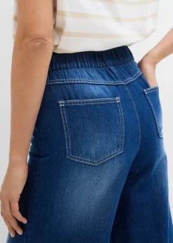 Jean large, taille mi-haute et élastiquée