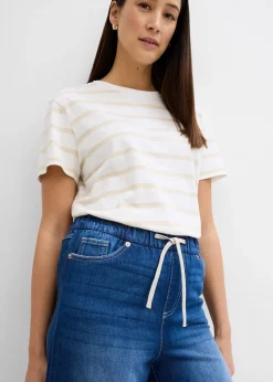 Jean large, taille mi-haute et élastiquée