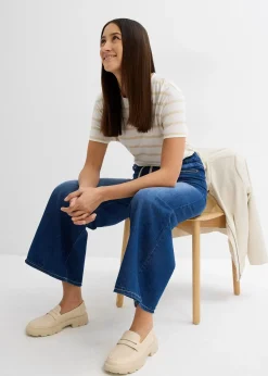 Jean large, taille mi-haute et élastiquée