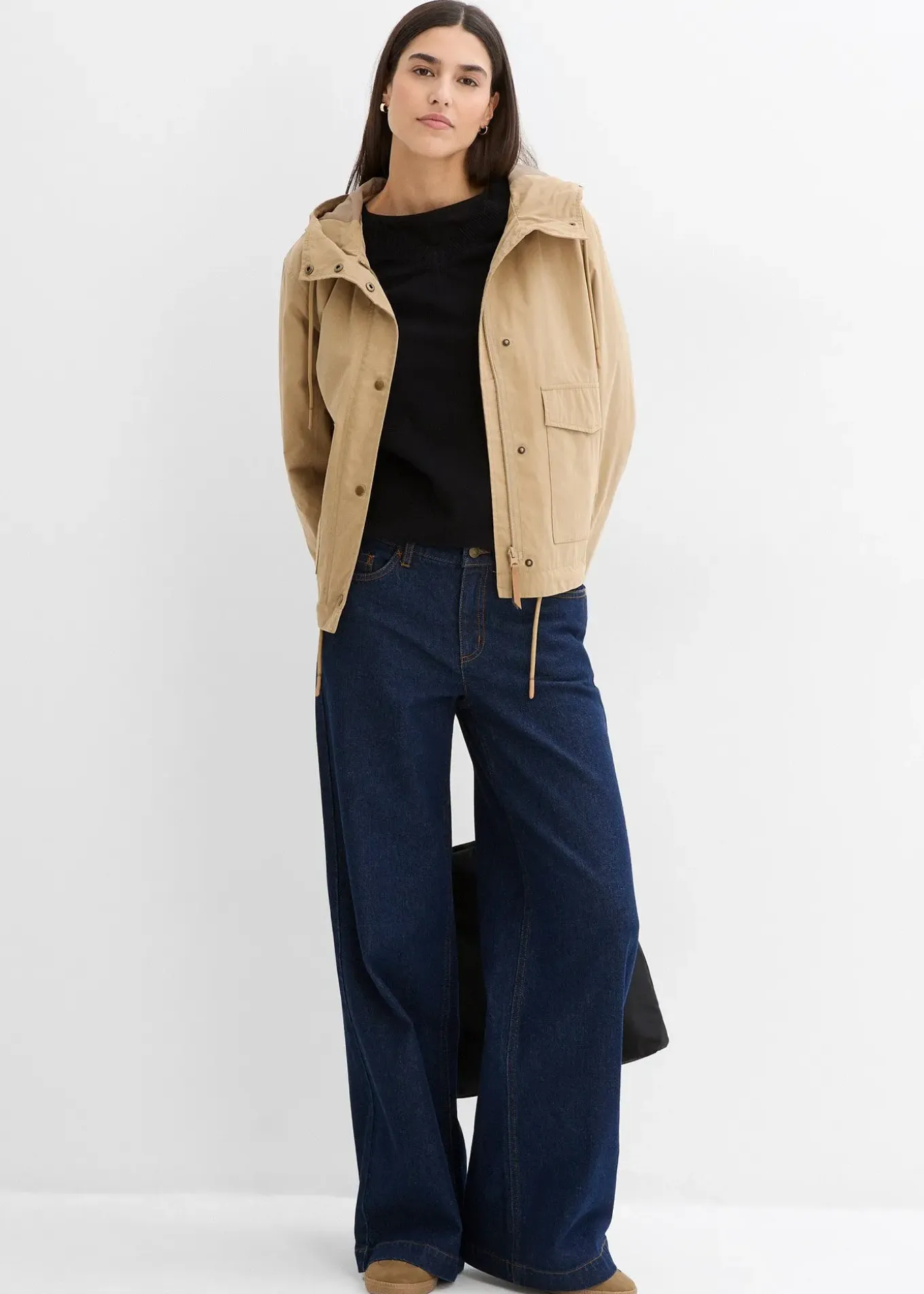 Jean large taille mi-haute, longueur sol