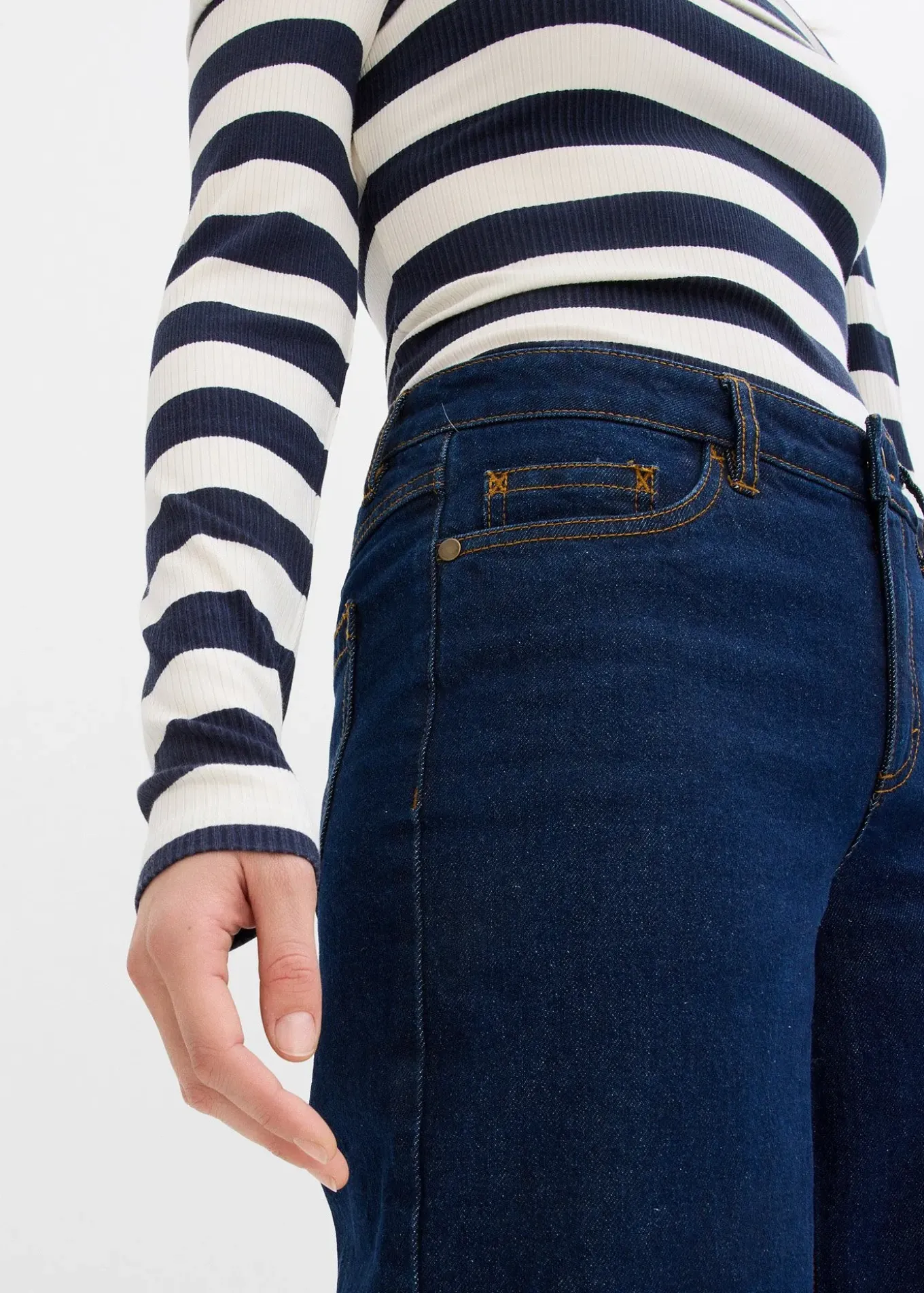 Jean large taille mi-haute, longueur sol