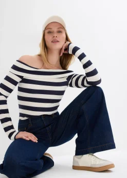 Jean large taille mi-haute, longueur sol