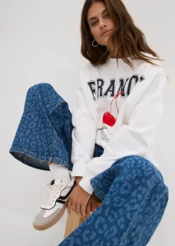 Jean large taille mi-haute