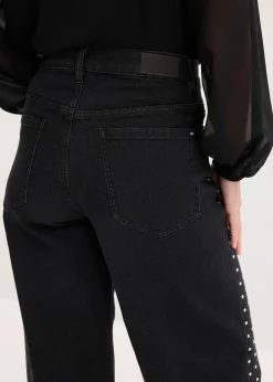 Jean large taille mi-haute avec strass