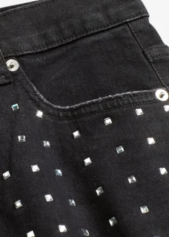 Jean large taille mi-haute avec strass