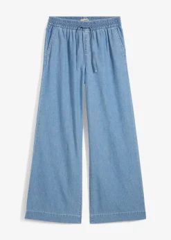 Jean large, taille mi-haute et élastiquée