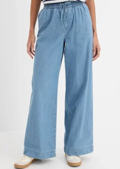 Jean large, taille mi-haute et élastiquée