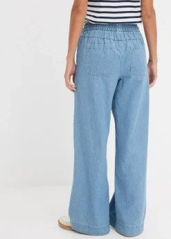 Jean large, taille mi-haute et élastiquée