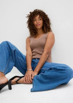 Jean large taille mi-haute