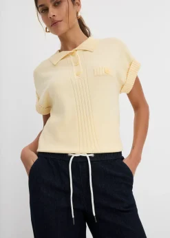 Jean large taille mi-haute, extensible