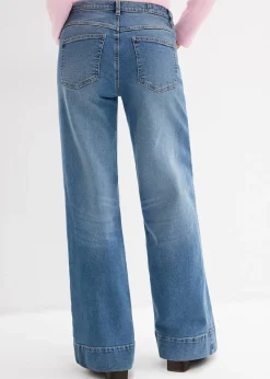 Jean large taille mi-haute, long