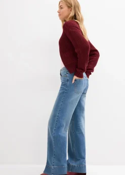 Jean large taille mi-haute, long