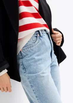 Jean mom cropped taille haute, peu extensible